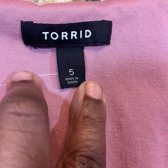 Torrid 5x Pink Stretch Twill Peplum Military Buttons Open Front Jacket - Picture 5 of 7